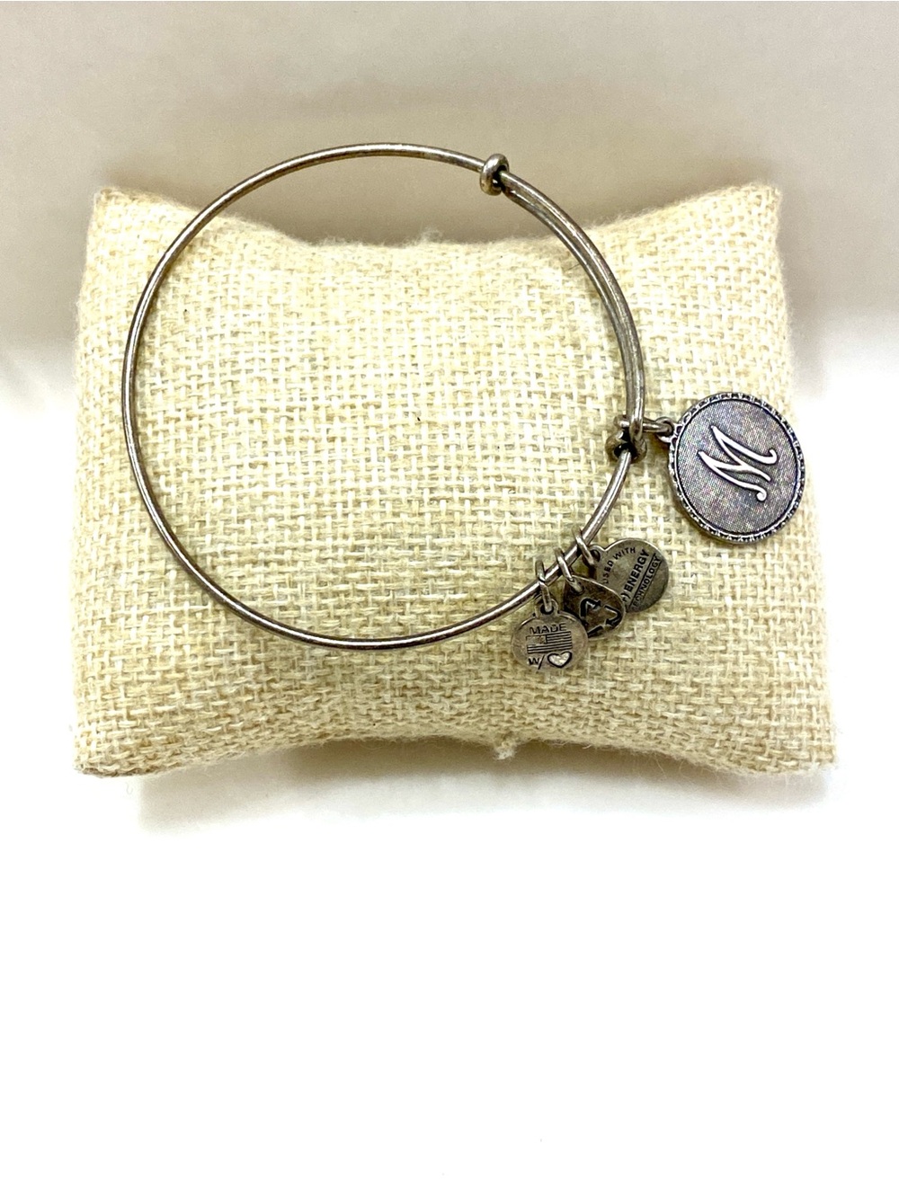 Alex and Ani Silver Initial M Dangle Bangle